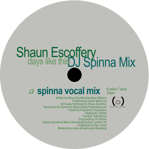 Shaun Escoffery/DAYS (DJ SPINNA MIX) 12"