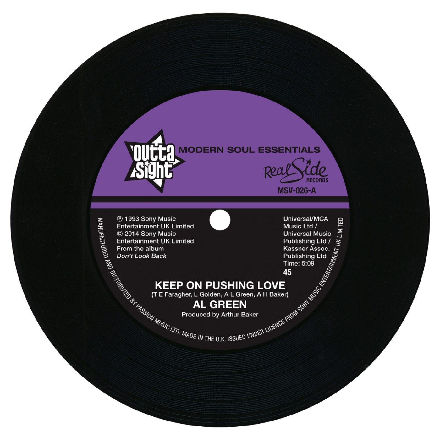 Al Green/KEEP ON PUSHING LOVE 7"