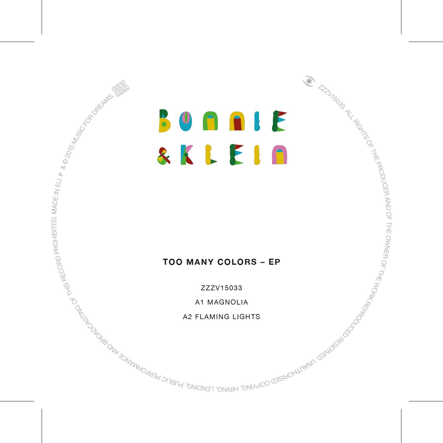 Bonnie & Klein/TOO MANY COLORS EP 12"