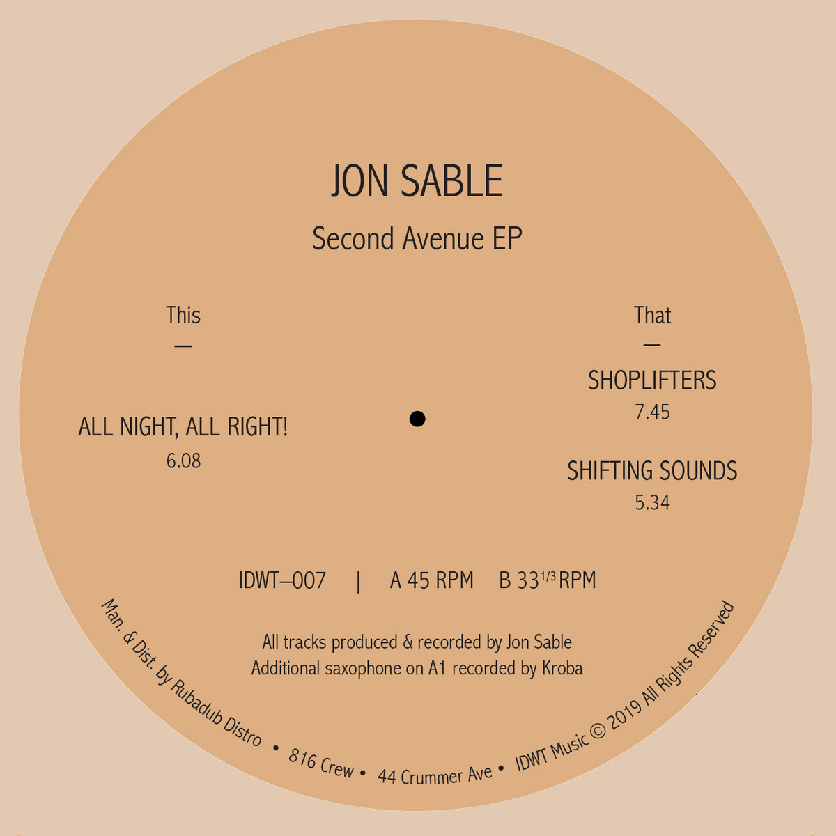 Jon Sable/SECOND AVENUE EP 12"
