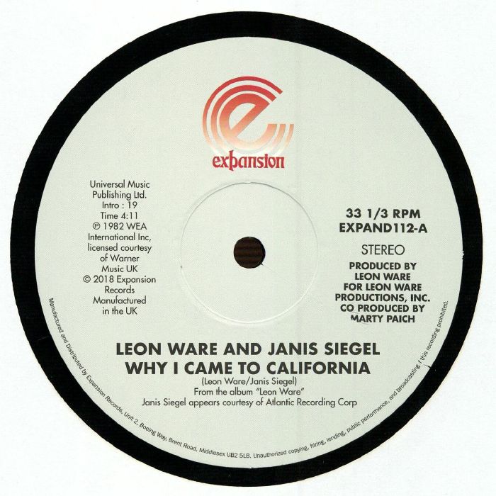 Leon Ware/WHY I CAME TO CALIFORNIA 12"