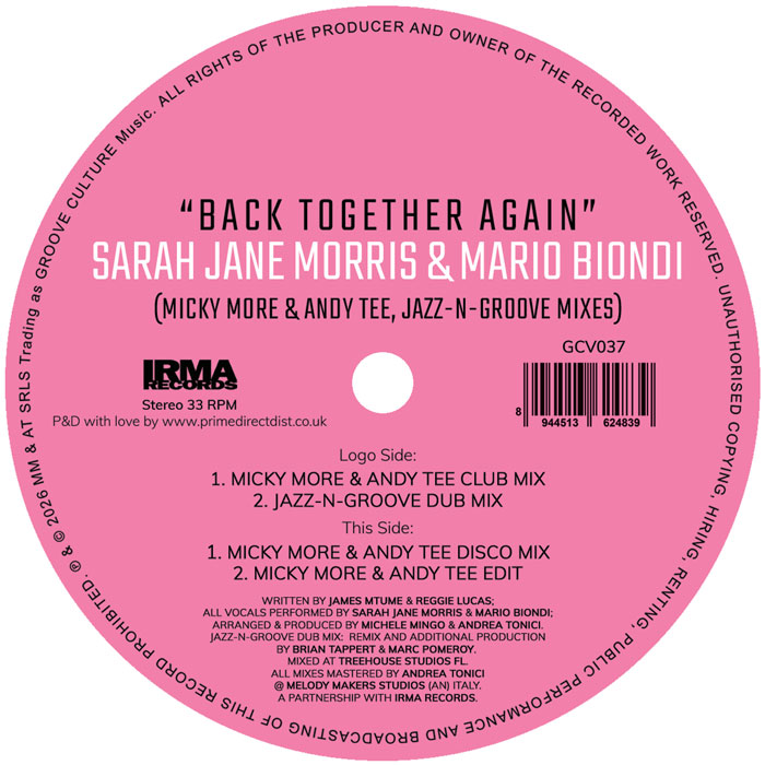 Sarah Jane Morris/BACK TOGETHER... 12"