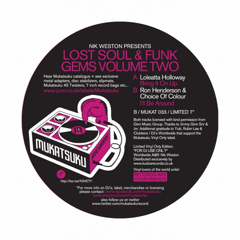 Nik Weston/LOST FUNK & SOUL GEMS V2 7"