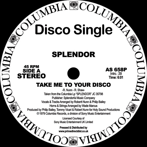 Splendor/TAKE ME TO YOUR DISCO 12"