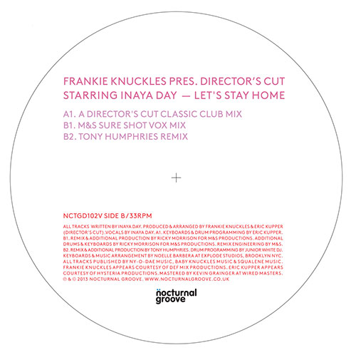 Frankie Knuckles/LET'S STAY HOME 12"